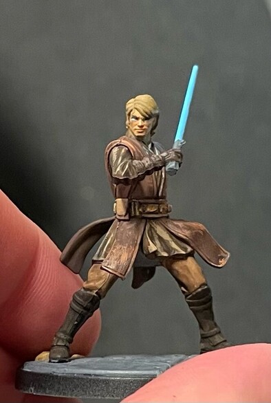 Another angle on the Anakin mini. He glared at the camera with his lightsaber held across his body ready to strike. 