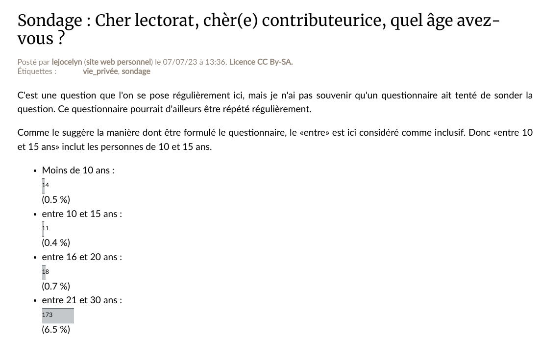 Copie d'écran du sondage.