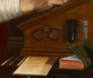 Detail of the said painting: the eyeglasses. 