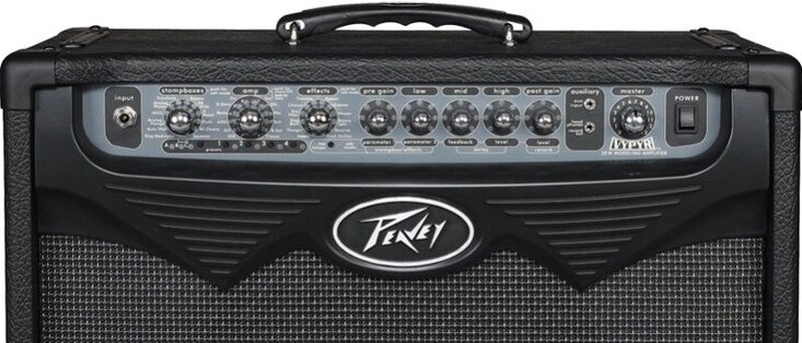 Photo of the top half of a Peavey Vypyr 30 amplifier.