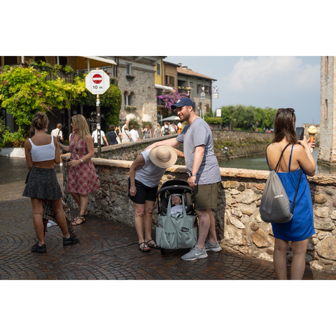 New born baby on a day out with parents