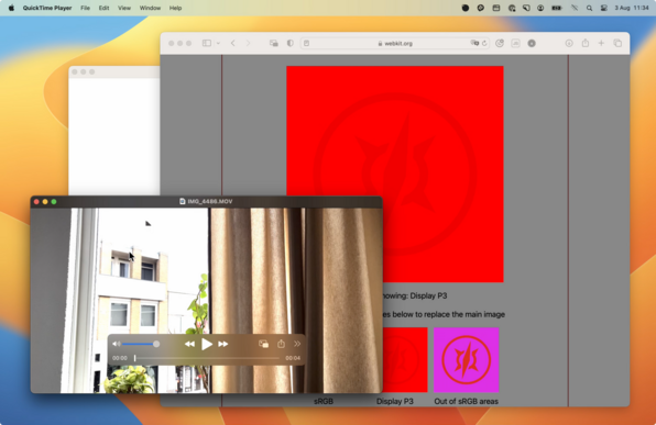 Screenshot of screen recording showing a video with blown out whites, instead of an HDR video.