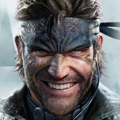 an altered render from the upcoming Konami game Metal Gear Solid Delta (A remake of Metal Gear Solid 3: Snake eater) of Naked snake (Also known as big boss or David) smiling