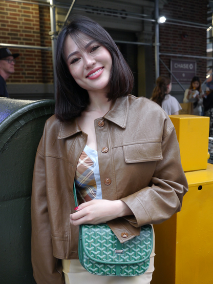 Girl on city street 