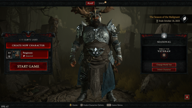 Diablo IV character loading screen.