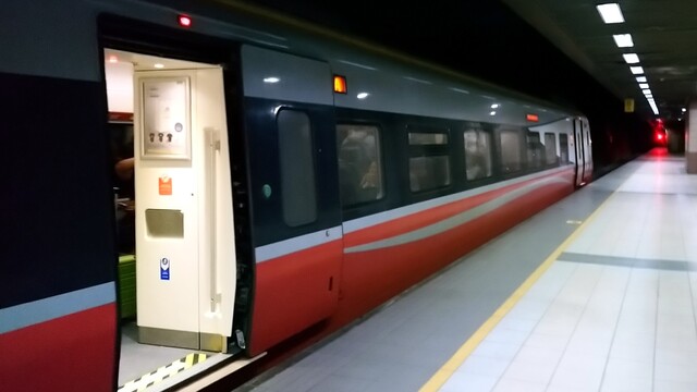 ETS Platinum service train waiting at the platform of KL Sentral station.