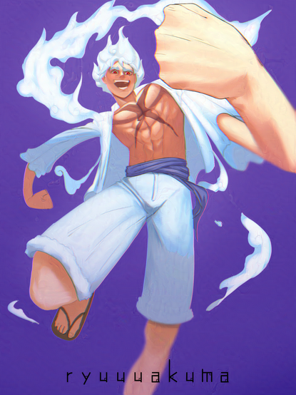 My digital fanart painting of Luffy in Gear 5