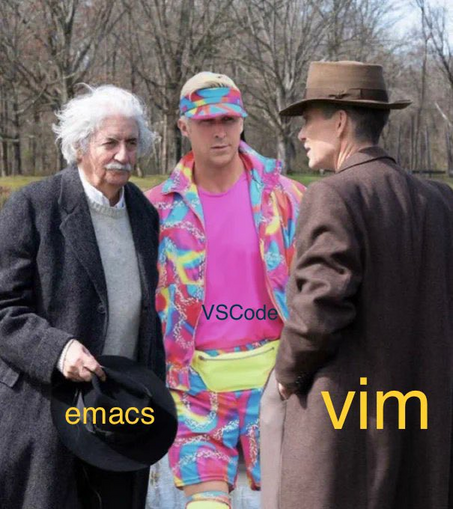 In the ongoing text editor wars, Emacs is being compared to Einstein, VSCode to Ken, and VIM to J. Robert Oppenheimer.
