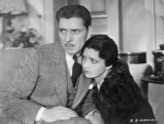 Four pictures of Ronald Colman suavely dressed in fine suits and Kay Francis dressed fabulously in beautiful gowns and fur coats in the 1930 pre code mystery comedy “Raffles”.