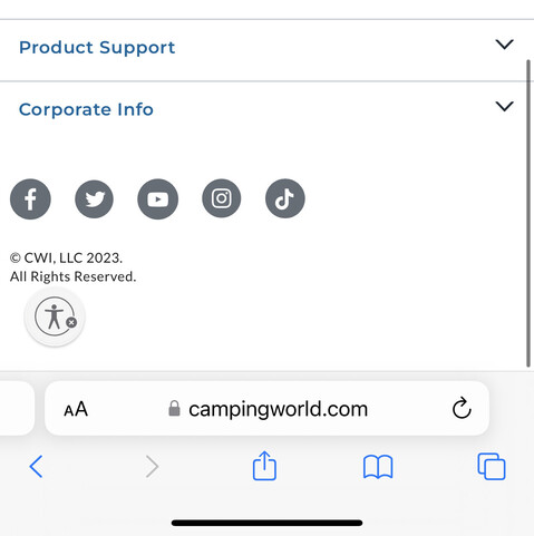 Camping world social media bar 