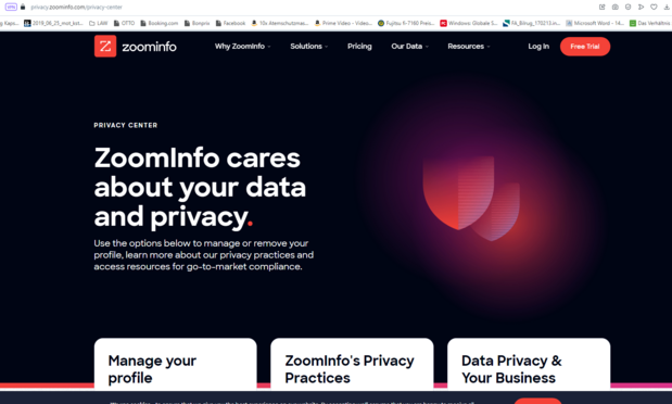 Preview of the phishing website zoominfo.com