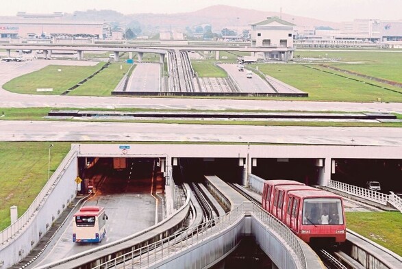 KLIA Aerotrain running on its track.