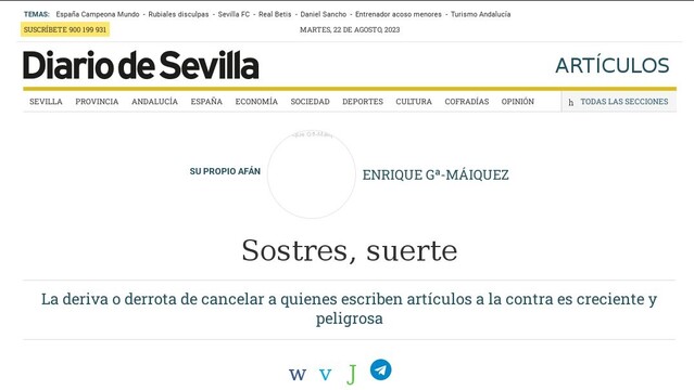 Sostres, ese tipo
Titulares Diario De Sevilla 2023 Ago.22