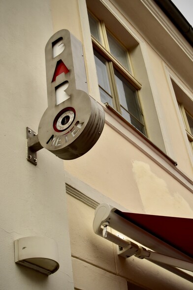 Art Deco-style sign on storefront 