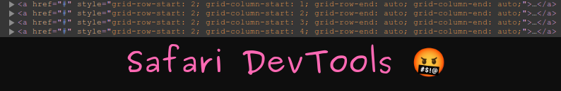 Safari DevTools expands the grid-area in the style attribute to the shorthand declarations.