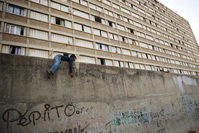 La cité Kalliste, un des quartiers les plus pauvres de Marseille, dans le nord de la ville. 21 août 2012. © Photo : Steven Wassenaar / Hans Lucas / Hans Lucas via AFP