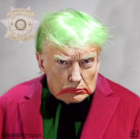 Trump mugshot as The Joker