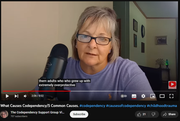 What Causes Codependency/5 Common Causes. #codependency #causesofcodependency #childhoodtrauma
https://www.youtube.com/watch?v=Ac9xe4GARH8
602 views  18 Aug 2023
In this thought-provoking video, I delve into the unspoken struggles of codependency and shed light on "What Causes Codependency/Five Most Common Causes".  Most times, we learn Codependent traits primarily in our childhood years.  Perhaps you grew-up in an unsafe living environment or perhaps your parents overprotected you... possibly there was an addict or alcoholic as a parent.  These are just a few examples of what can cause codependency in a child and if unchecked, will dictate their behaviors in adult relationships.

Learning "What Causes Codependency/ Five Most Common Causes" and determining which one relates to your upbringing can drastically help you to understand not only why you become codependent but also can help you address the issues that you need to step into codependency recovery!  There's a lot to be said for "you can't know where you're going until you know where you've been". 

Watch this video, "What Causes Codependency/Five Most Common Causes" to learn what caused your codependency and begin your journey forward!

Thanks for watching ❤️
