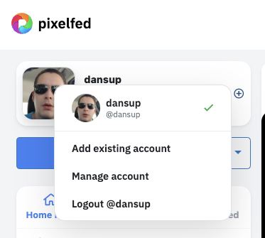 pixelfed webUI multiple accounts