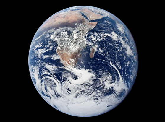 This photograph of the Earth was taken on Dec. 7, 1972, by the crew of the final Apollo mission, Apollo 17, as they traveled toward the moon on their lunar landing mission. Credit: NASA