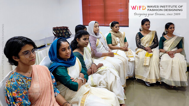 Vibrant snapshots from Waves Institute of Fashion Designing's Onam Celebration on August 23, 2023. Students' creative designs and festive spirit shine through in the colorful event.