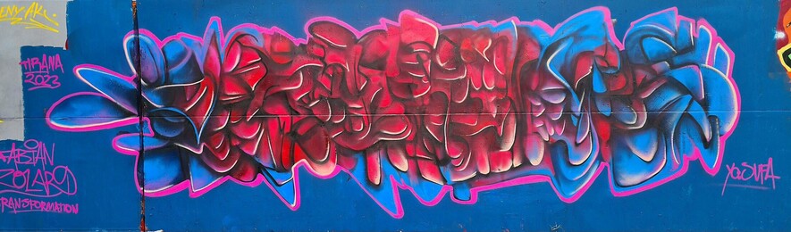 Graffiti streetart in Tirana, Albania by Fabian Zolar 2023, transformation abstract graffiti arr