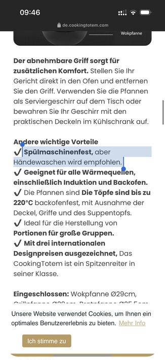 Text that was autotranslated to german and instead of wash by hand it now means wash your hands.
