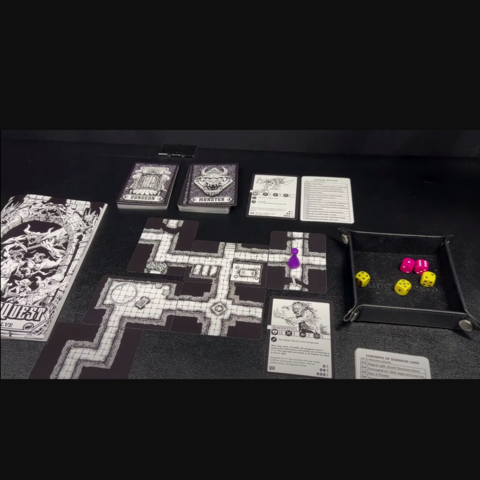 Random Quest set up as it would be if you had been playing it for a few rounds. This is how it was set up for The Dungeon Dive in their video as they covered the game. 