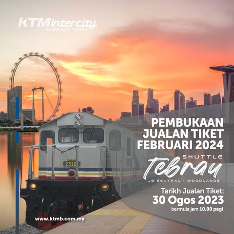 A poster by KTMB social media account announcing the date of when the ticket sale for Shuttle Tebrau service will be opened.