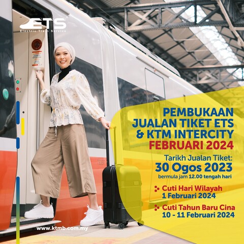 A poster by KTMB social media account announcing the date of when the ticket sale for ETS and KTM Intercity services will be opened.