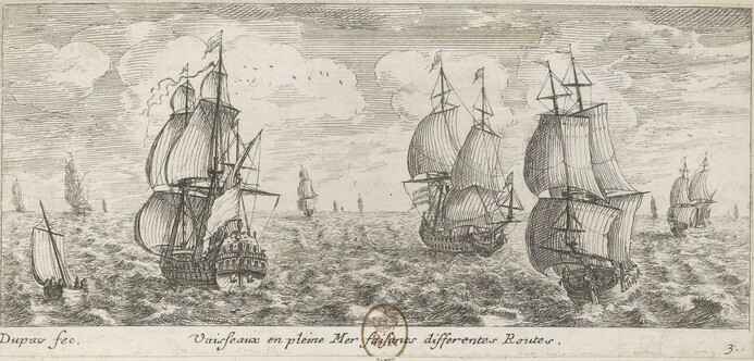 Plusieurs vaisseaux en pleine mer.