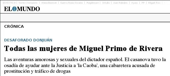 Primo de Rivera y La Caoba
Titulares El Mundo 2023 Aug.31