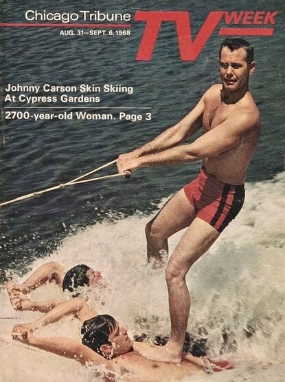 Johnny Carson waterskiing at Cypress Gardens in 1968