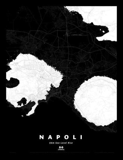 Silhouette map of #Naples, with 66m sea level rise, the highest predicted by the #IPCC if all the world’s ice caps melt