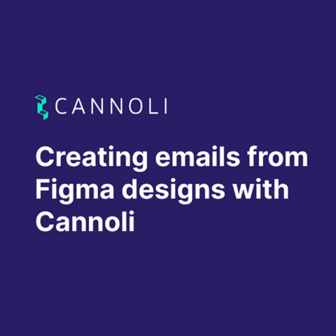 Cannoli logo.
White centered text: Creating emails from Figma designs with Cannoli.
Blue background.