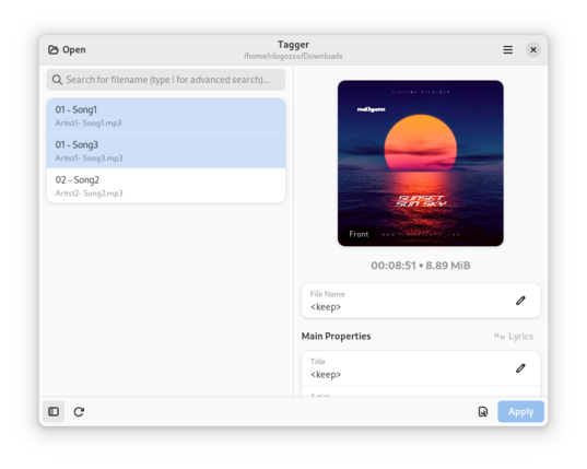 Tagger's main editing interface
