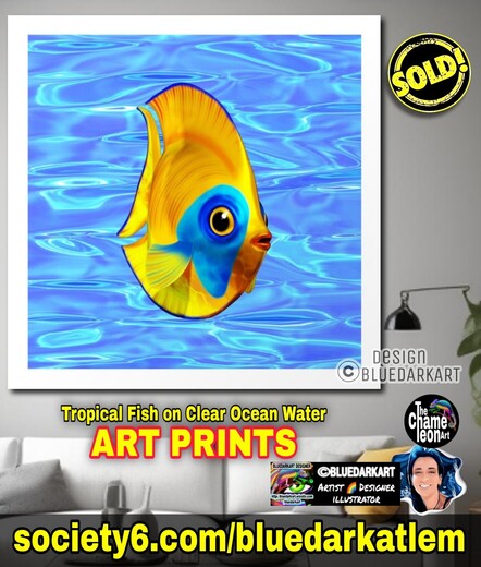 Cute Tropical Fish 3d modelling Art Copyright BluedarkArt ● Art Print available for sale in the BluedarkArt Society6 Shop
