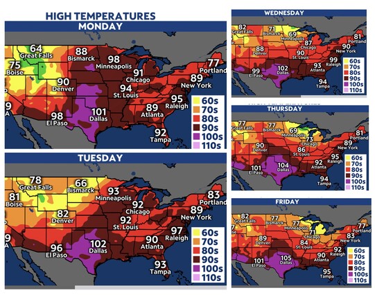 US weather map, Sep 4-8, 2023