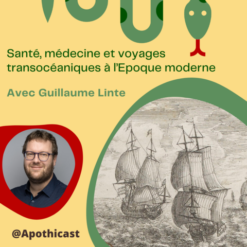 Couverture de l'épisode avec le portrait de Guillaume Linte et une image représentant des vaisseaux sur la mer.