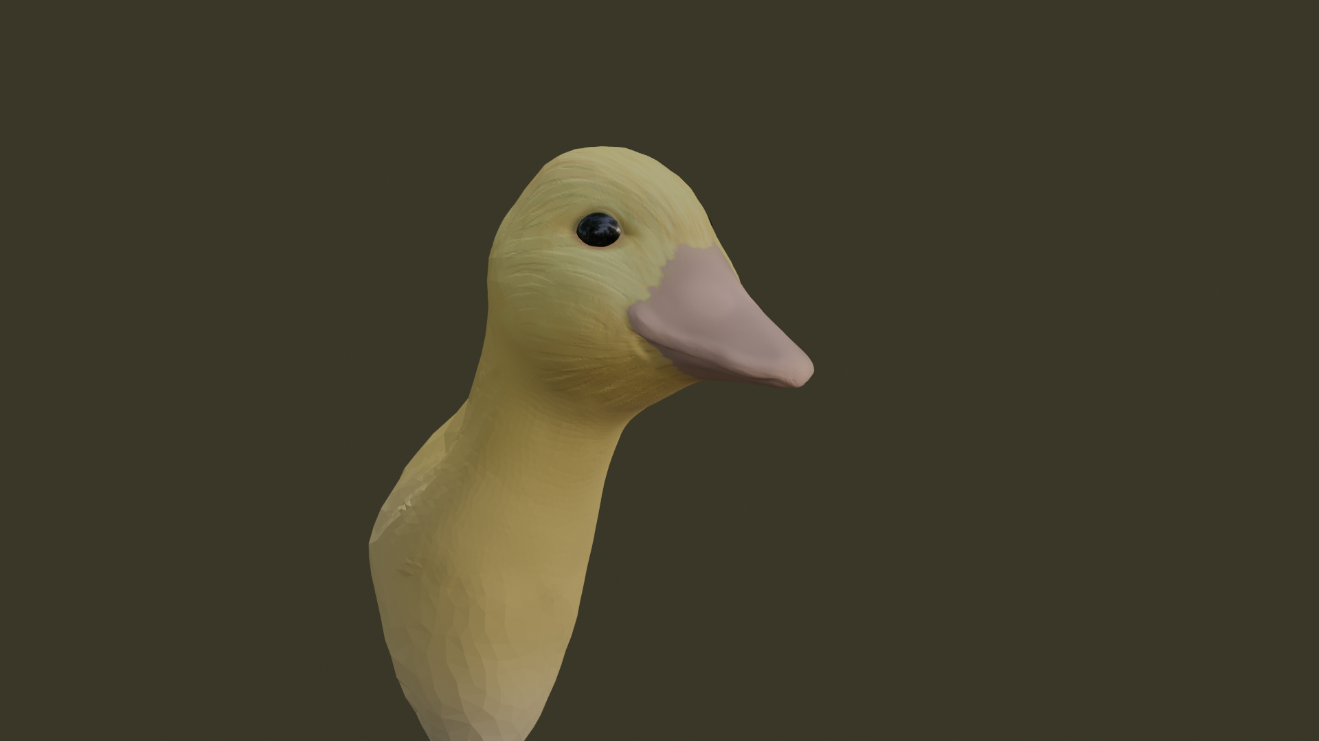 A vertex painted 3D sculpt of a yellow duckling