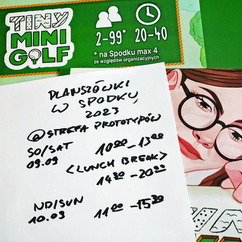 The schedule when I will be showing the game on the Planszówki w Spodku convention: Saturday (09.09) 10:00-13:00 and 14:30-20:00; Sunday (10.09) 11:00-15:30