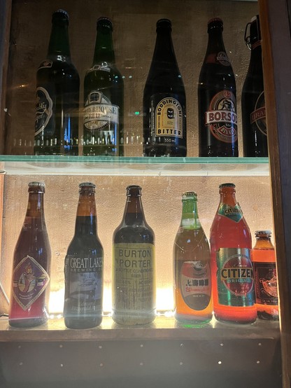 Backlit beer bottles