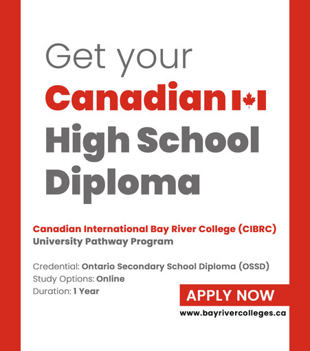 Learn at your place and get your Canadian high school diploma. Canadian International Bay River College (CIBRC) offers one-year University Pathway Program in Islamabad, Pakistan. With the Canada University Pathway Program, students will graduate with an Ontario Secondary School Diploma (OSSD).

