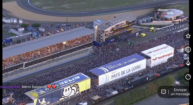 Aerial view of the circuit with 60 thousand people on the track and in the audience 