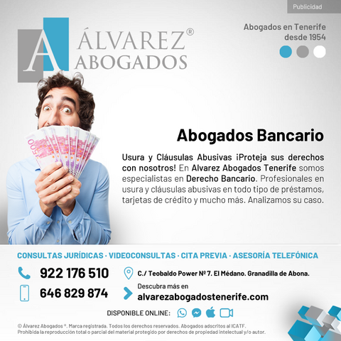 Abogados Bancario Tenerife. Usura y Cláusulas Abusivas. Alvarez Abogados Tenerife.