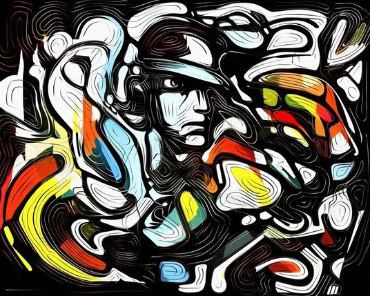 beautiful painting, abstract, detailed, shadows, baseball player