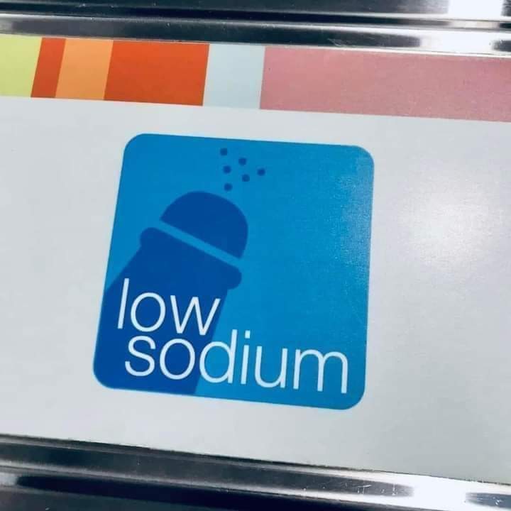 Graphic image of salt shaker with the words "low sodium," but the salt shaker inadvertently looks like a penis. 