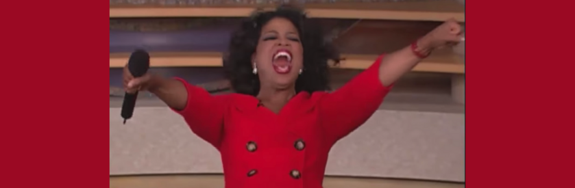 Oprah says: "You get a new booster and you get a new booster, you all get new boosters!"