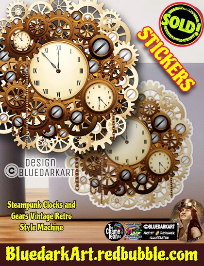 Steampunk Clocks & Gears Vintage Art Copyright BluedarkArt TheChameleonArt â—� Stickers available for sale in the BluedarkArt Redbubble Shop