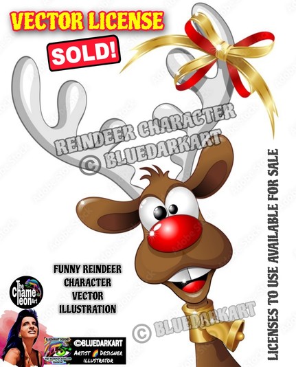 Funny Reindeer Character Copyright BluedarkArt TheChameleonArt ● Vector illustration ● Licenses to use are available for sale